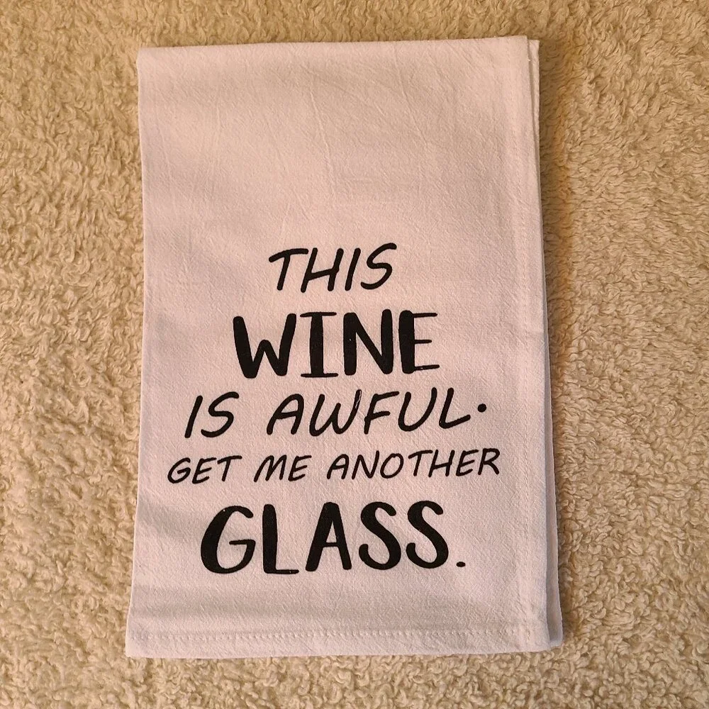 Set of Four White/Black Schitt's Creek Hand Towels